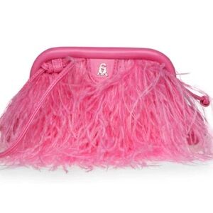Pink feather clutch/purse by Steve Madden
